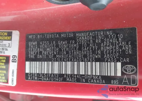 2010 Toyota Matrix S из США, поврежденный, VIN 2T1LE4EEXAC018765